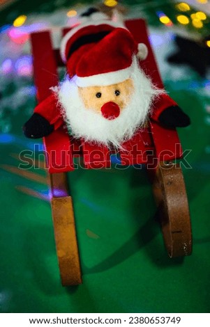 Santa Claus on sleigh, Christmas greetings, postcard, 