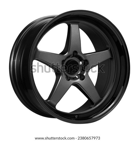 car wheel , alloy wheel , aluminum wheels of black color isolated on white background. Royalty-Free Stock Photo #2380657973