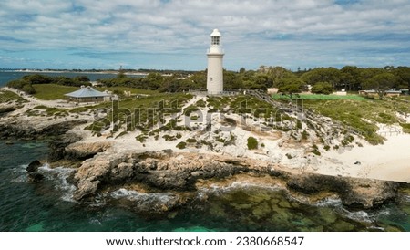 Aerial view of Bathurst Lighthouse in Rottnest Island, Australia.
