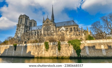 Notre Dame Cathedral district in Paris. Royalty-Free Stock Photo #2380668557