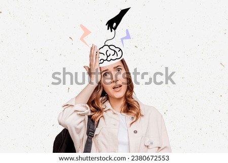 shocked student girl holding her head with tangled thoughts