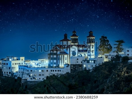 Moya church in Gran Canaria at night Royalty-Free Stock Photo #2380688259