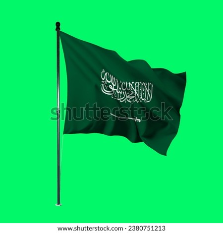 Saudi Arabia Flag on Green Background