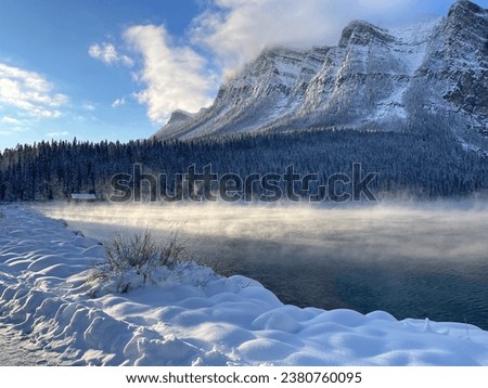 A misty morning at Lake Louise, Banff National Park