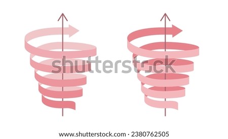 Set of arrow ribbons ascending in a spiral