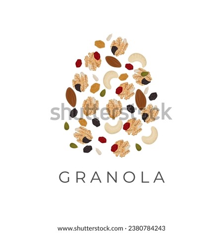 illustration logo levitation Healthy Granola Royalty-Free Stock Photo #2380784243