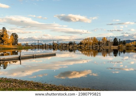 Frenchtown Pond State Park in Montana in beautiful autumn day