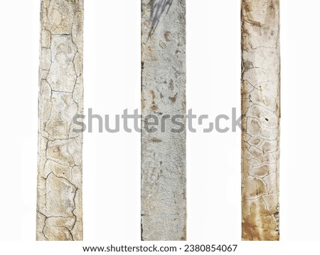 Group of Cracked concrete columns affecting the strength of the building structure isolated on white background. Royalty-Free Stock Photo #2380854067