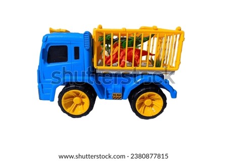 Toys truck animals white background