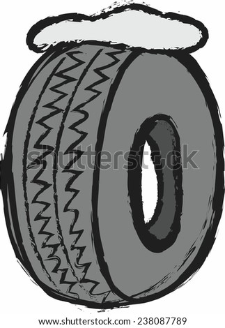cartoon winter tires, vector illustration