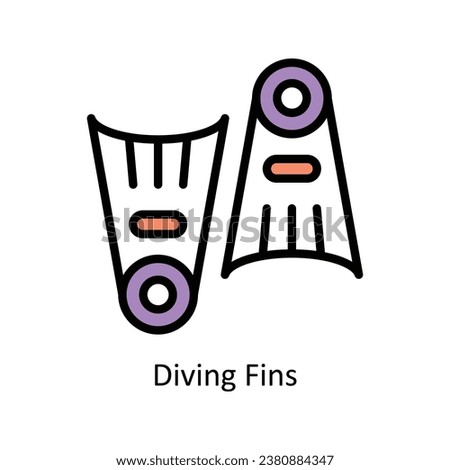 Diving Fins  vector Filled outline Design illustration. Symbol on White background EPS 10 File 