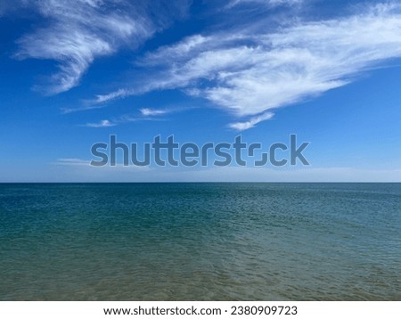 Blue sea horizon, natural blue seascape background
