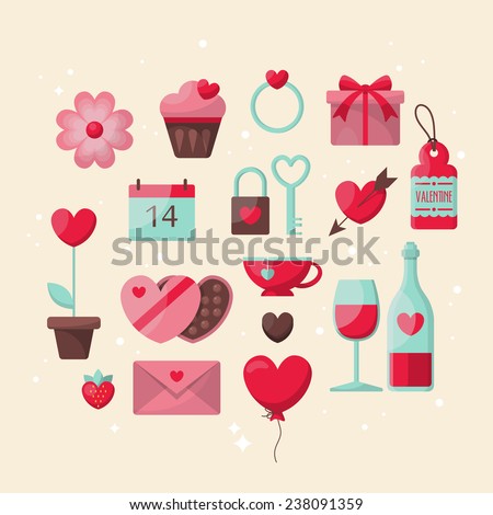 Valentine's day stylish icons design