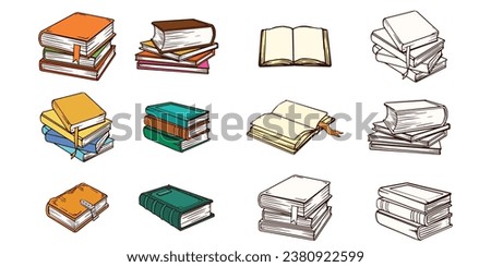 Books Vector illustration with different angles and some color option 
