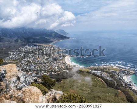 aerial view of Camps Bay from Lions Head Mountain.