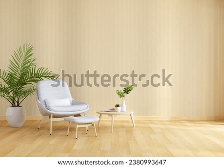 Gray chair in living room with copy space