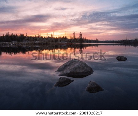 Sunrise at the Oderteich in the Harz Mountains Germany Royalty-Free Stock Photo #2381028217