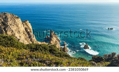 Coastline of Portugal, Cabo da Roca. Cape Roca in Sintra Royalty-Free Stock Photo #2381050869