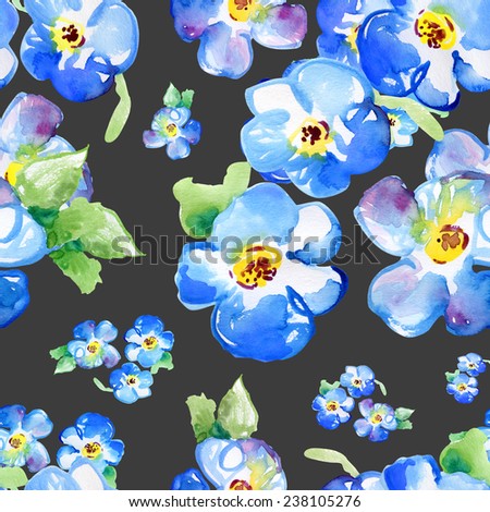 Seamless pattern of flowers forget-me-1