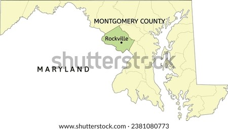 Montgomery County and city of Rockville location on Maryland state map Royalty-Free Stock Photo #2381080773