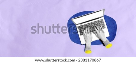 Person using a laptop computer - Photo collage design