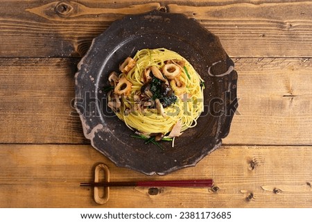 Japanese pasta with fish paste called chikuwa