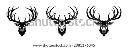 Set of Elk Head Black Color Vector illustration Royalty-Free Stock Photo #2381176045