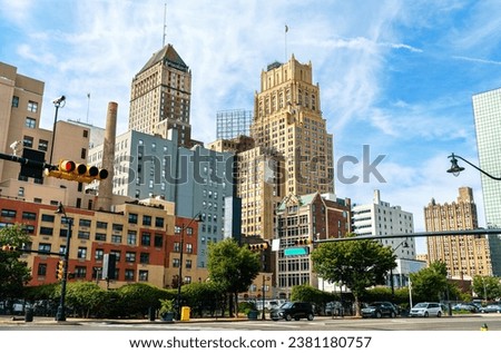 Skyline of Downtown Newark in New Jersey, United States Royalty-Free Stock Photo #2381180757