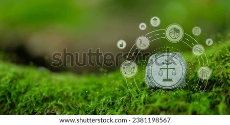 International environmental law concept. Climate or environmental justice. Environmental regulations for sustainable business corporate and industry. International law for environmental protection. Royalty-Free Stock Photo #2381198567