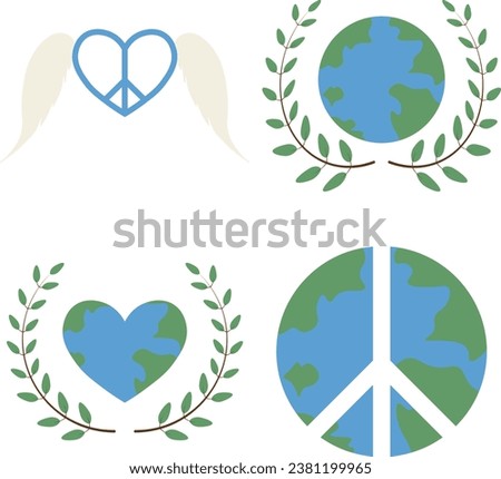 World Peace Day Label and Badge. Vector Illustration Set. 