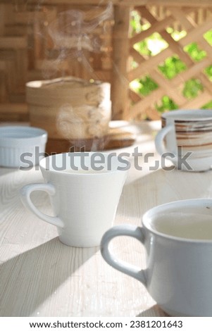 morning vibes, hot water on the table in the morning, to make tea or coffee