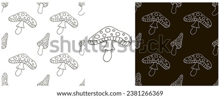 Monochrome Illustration in hand draw style. Set Seamless pattern and print. Can be used for fabric, packaging, wrapping paper and etc