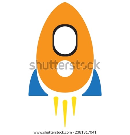 Spaceship rocket flat icon vector illustration. Project start up sign. Creative idea symbol.
