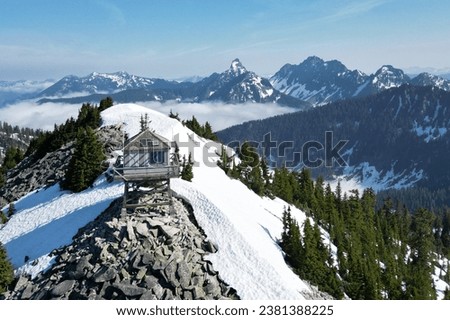 Fire Lookout at Central Cascades Royalty-Free Stock Photo #2381388225