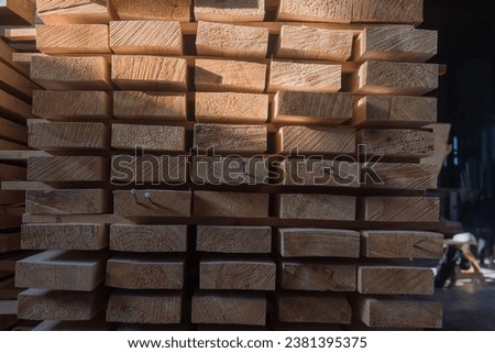 Large wooden planks. The surface of the end of the board. nails in the ends of the boards