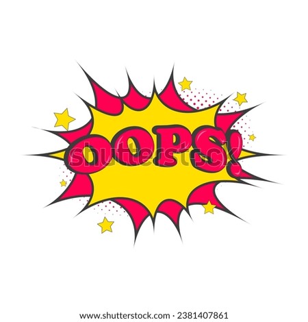 Comic boom, speech bubble oops icon. Oops vector graphic icon for web