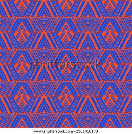 Diagonal ikat stripes. Zigzag pattern seamless. Geometric chevron abstract illustration, wallpaper. Tribal ethnic vector texture. Aztec style. Folk embroidery. Indian, Scandinavian, African rug.