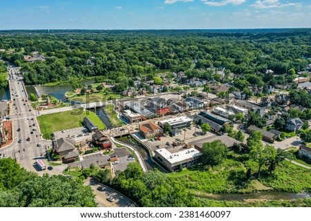 Algonquin, Illinois, United States of America - August 16th 2023:  Algonquin Illinois Downtown Streetscapes Drone Photography