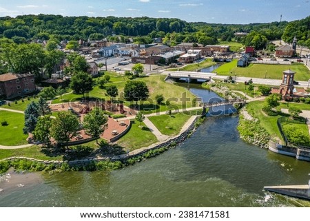 Algonquin, Illinois, United States of America - August 16th 2022:  Algonquin Illinois Cornish Park Fox River Drone Photography