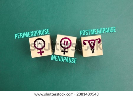 words perimenopause, menopause and postmenopause. the concept of menopause stage or period or age Royalty-Free Stock Photo #2381489543