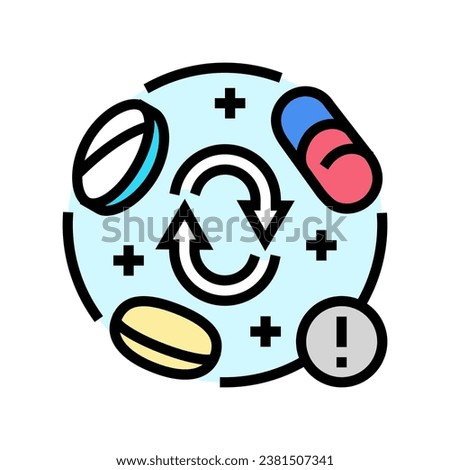 drug interaction pharmacist color icon vector. drug interaction pharmacist sign. isolated symbol illustration Royalty-Free Stock Photo #2381507341