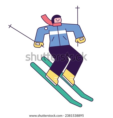 A person who enjoys winter sports. A person skiing down a slope.