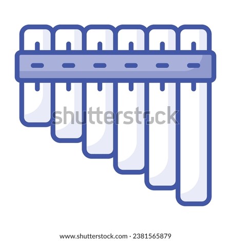 Pan flute vector design in trendy style, isolated on white background