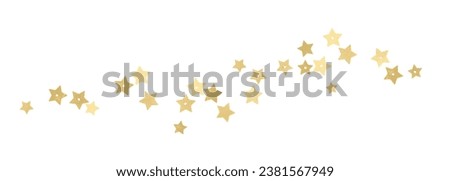 Scattered golden stars isolated on white background Royalty-Free Stock Photo #2381567949