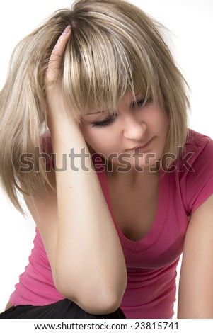 Image of emo girl in pink on a white background