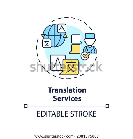 2D editable multicolor translation services icon, simple isolated vector, medical tourism thin line illustration.