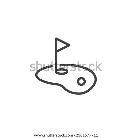 Mini Golf line icon. linear style sign for mobile concept and web design. Golf yard outline vector icon. Symbol, logo illustration. Vector graphics Royalty-Free Stock Photo #2381577711