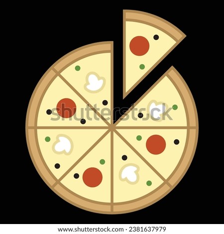 pizza icon, slice, linear simple, vector illustration 