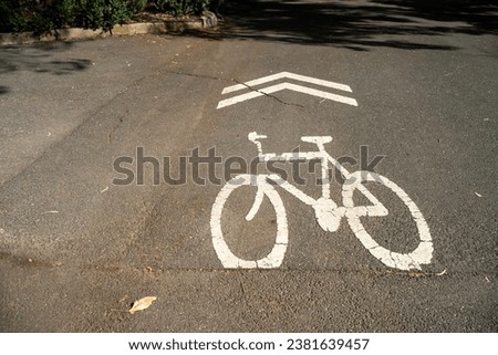 bike sign on the road in australia in summer