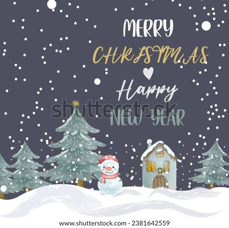 New Year card Happy New Year and Merry Christmas. Vector illustration.